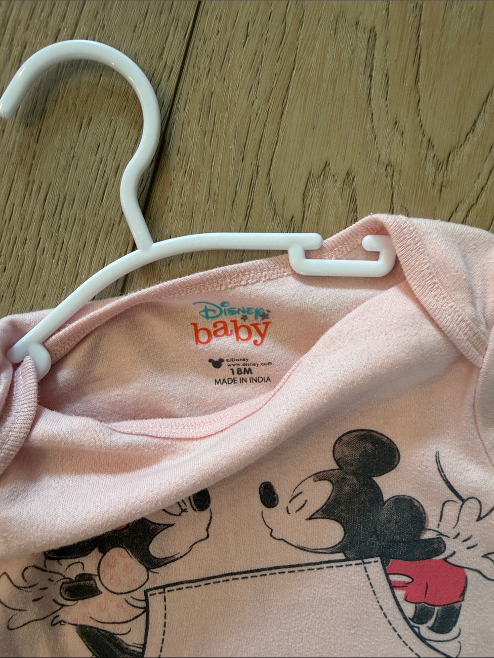 Disney Light Pink Baby Bodysuit with Mickey & Minnie Pocket Print - Picture 2 of 2